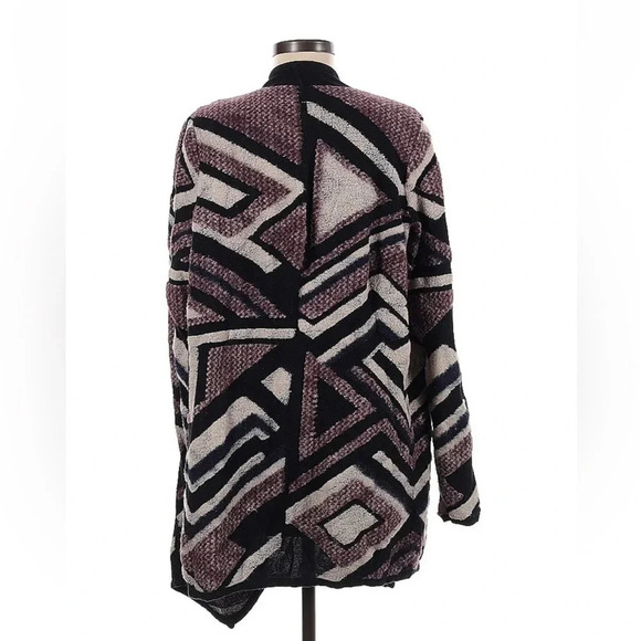 Lucky Brand | Purple Maroon Tribal Boho Aztec Intarsia Knit Open Cardigan Size M - Picture 4 of 4